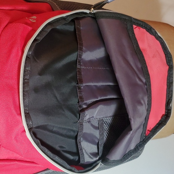 Bronze Olympian Backpack Red Grey Quality NWOT Multi Pocket Laptop water bottle - Picture 6 of 11